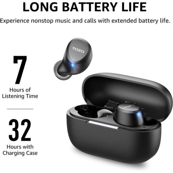 Wireless Bluetooth Earbuds Waterproof Mic Bass Headphones with Charging Case - Picture 5 of 7